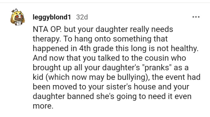 The event has now been moved to the OP's sister's house.