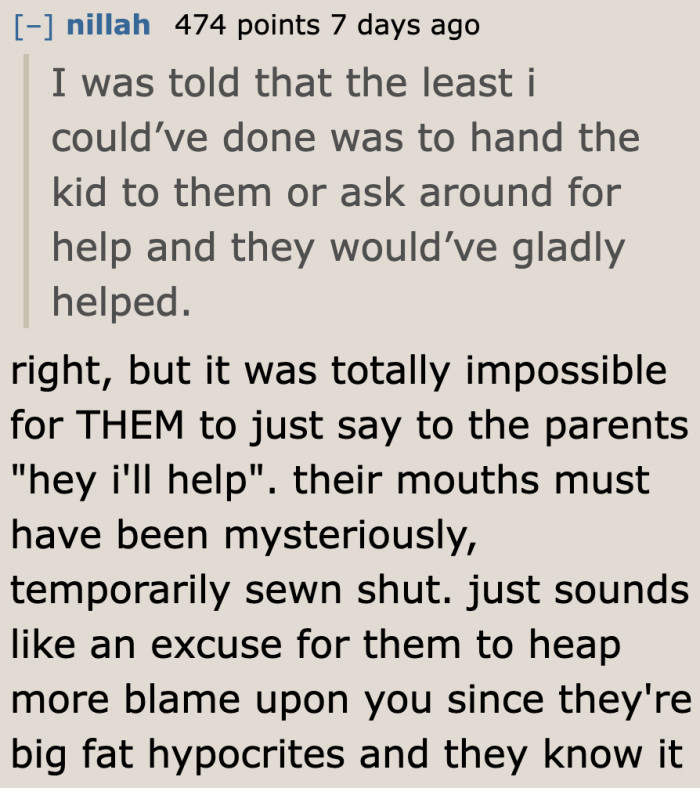 The ones who criticized the OP are just blaming him.