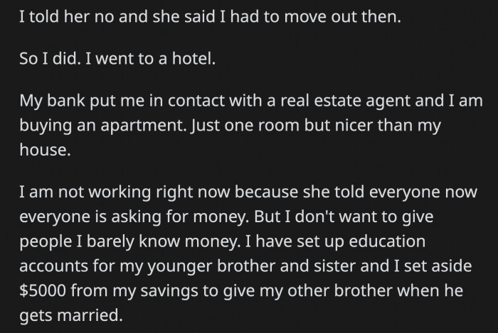 Her mom told OP to share her 