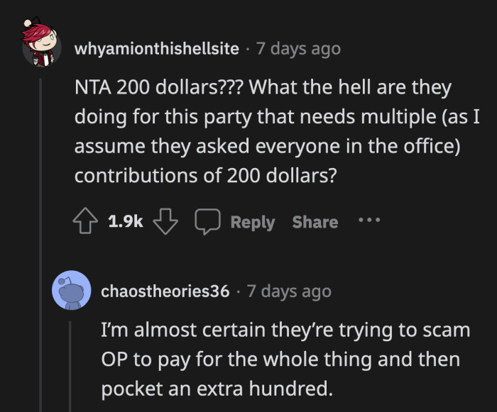 That's a lot of money for an impromptu baby shower that you're not planning on attending