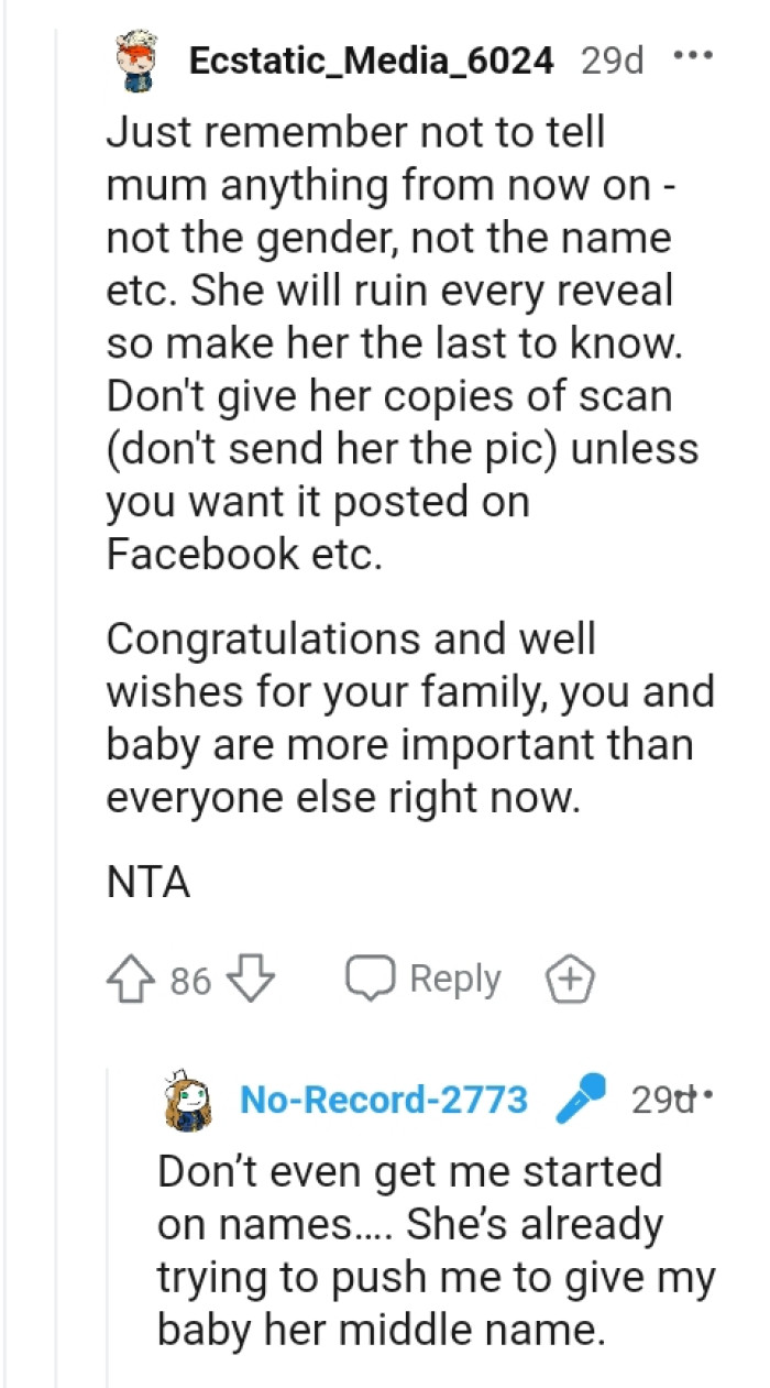 This Redditor congratulates the OP and wishes her well