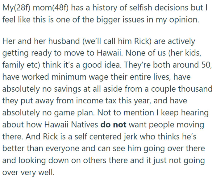 OP is worried because her mother wants to sell the house but will not reveal the issues