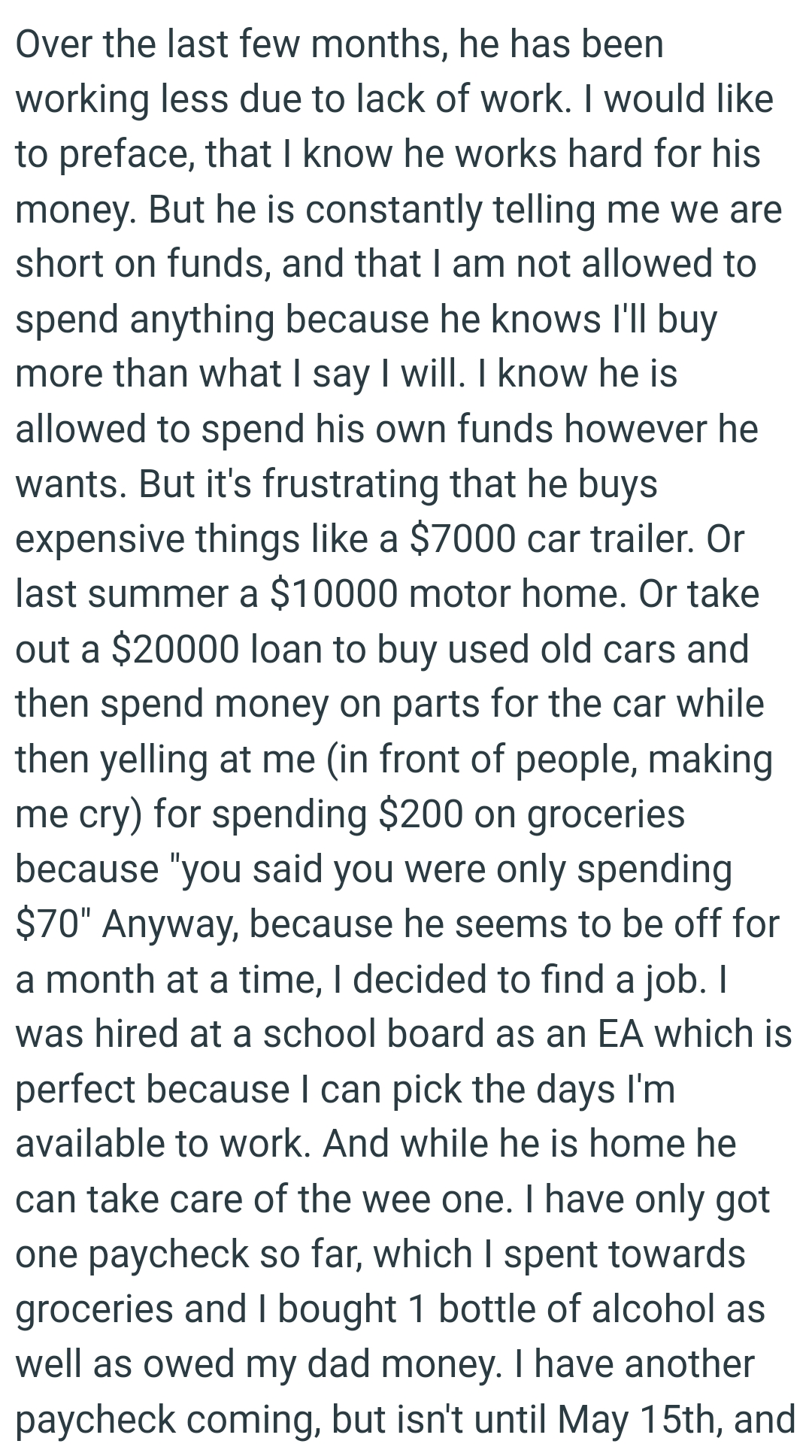OP finds it frustrating that he buys expensive things like a $7,000 car trailer