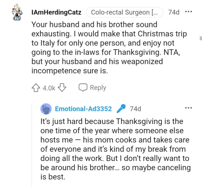 OP's husband and his incompetence