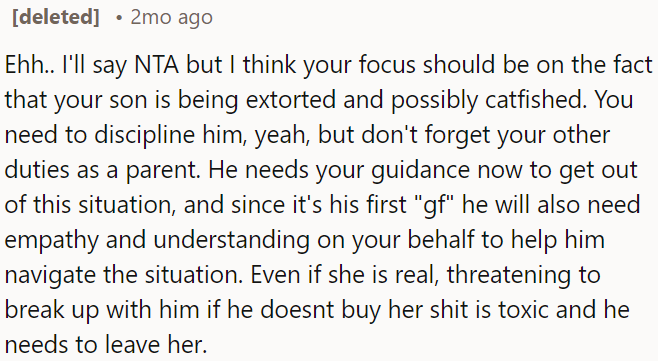 Regardless of whether she's real, her behavior is toxic, and OP's son should break things off.
