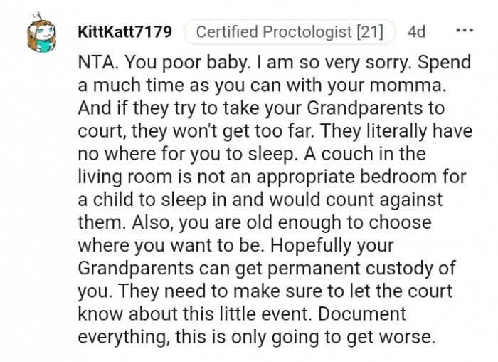 A couch in the living room is not an appropriate bedroom.