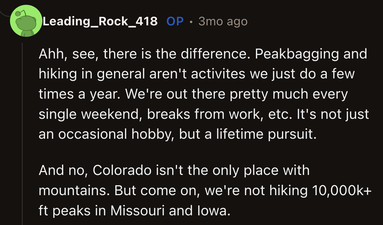 OP's comments showed why he and his wife weren't rushing to leave Colorado.