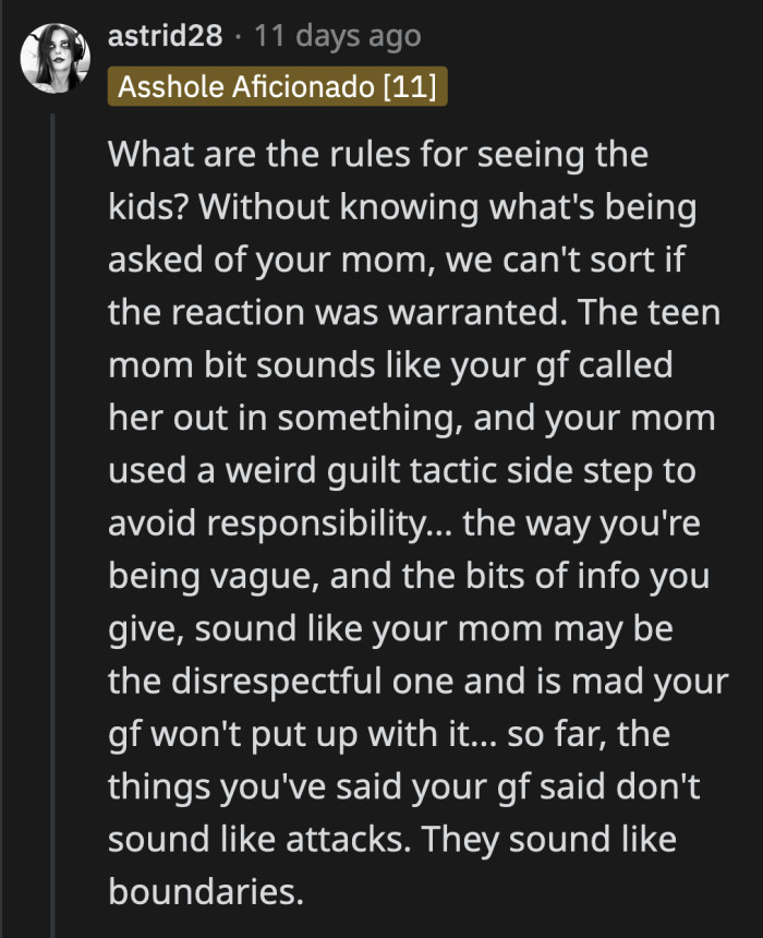 They pointed out that what OP's GF is doing is not being disrespectful; she was simply outlining her boundaries for herself and the kids.