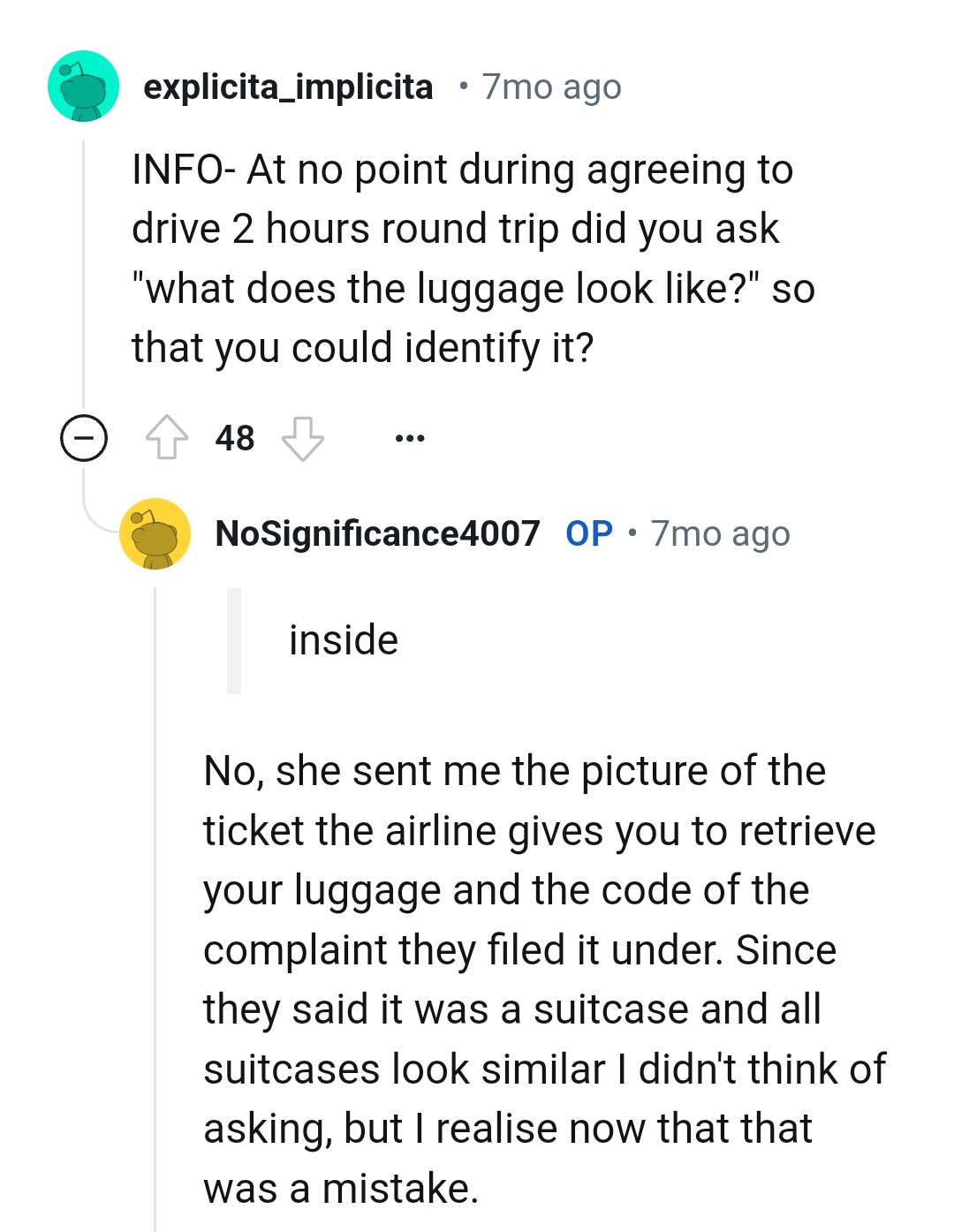She sent the OP a picture of the airline ticket.