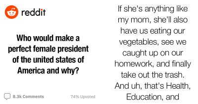 Redditors Cast Their Votes For Their Idea Of The Perfect First Female President Of The United States