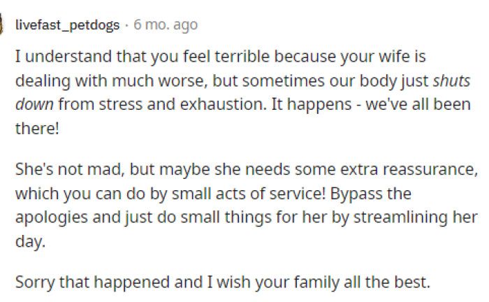 She probably just needs some extra love, but we also know that they both understand that being a parent is both tiring and draining.