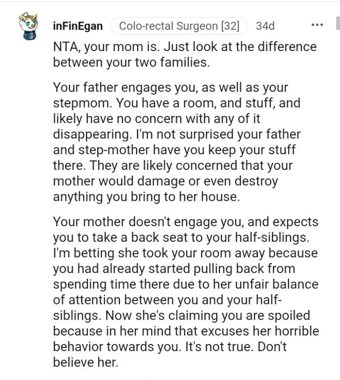 The mom doesn't engage the OP and expects him to take a back seat