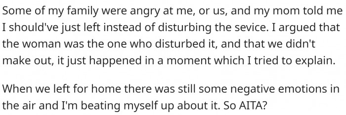 Now OP's family is angry with him, and his mom said he should have left the service.