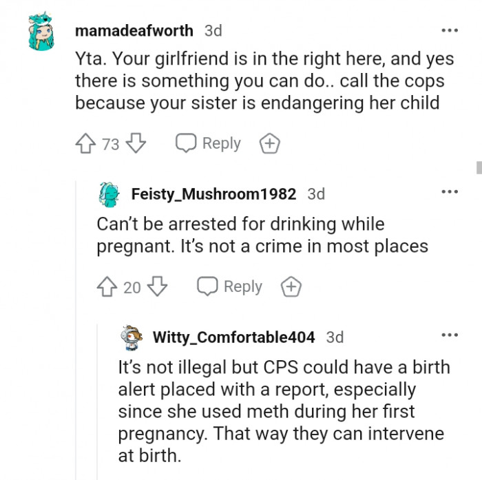 Your sister is clearly endangering her child