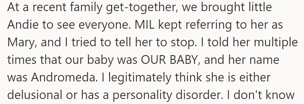 At a family event, MIL insisted on calling Andie 