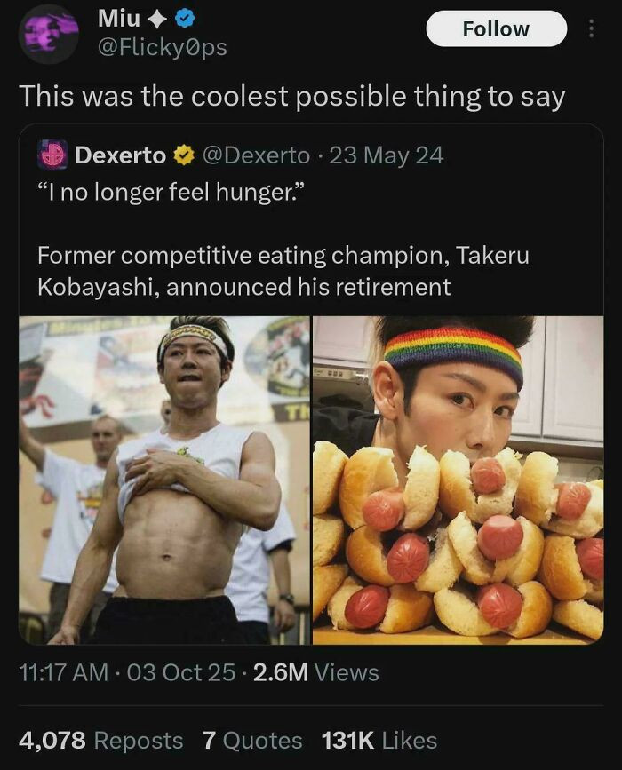 "Takeru 'Locust' Kobayashi, Known For The Hunger Of A Million Locusts Being Satiated"