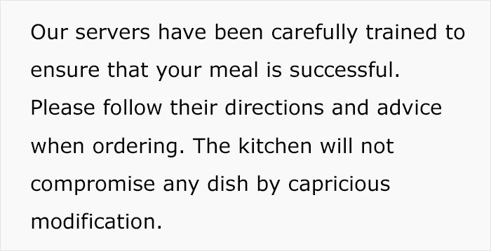 You're advised to follow the server's directions and advice when ordering