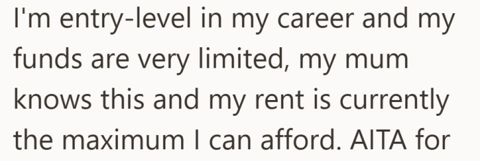 She says she is early in her career and already paying as much as she can.
