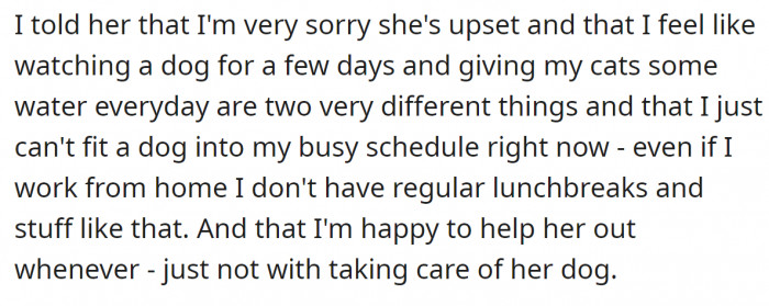 The OP tried to explain herself, but...