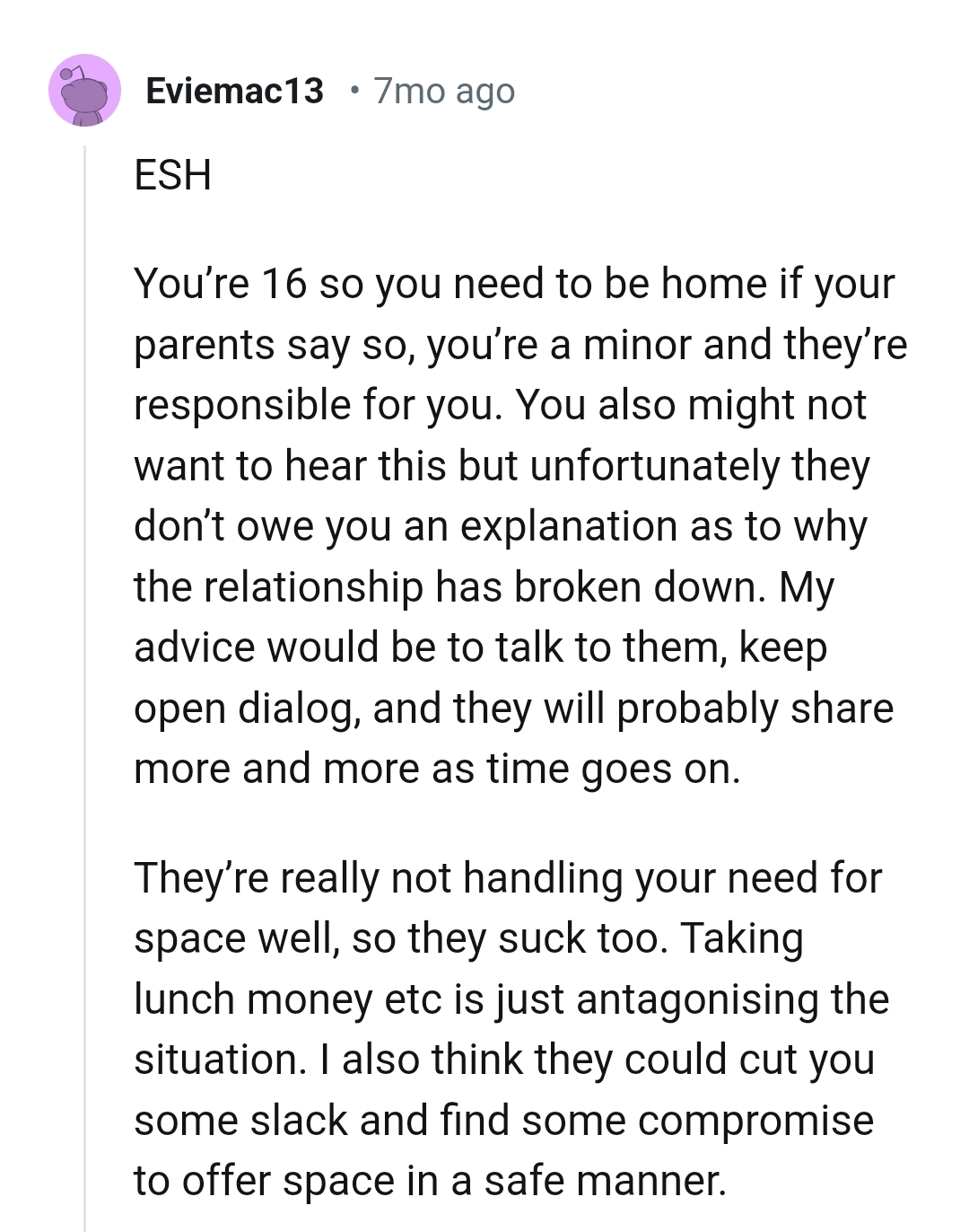 They're not handling the OP's need for space well