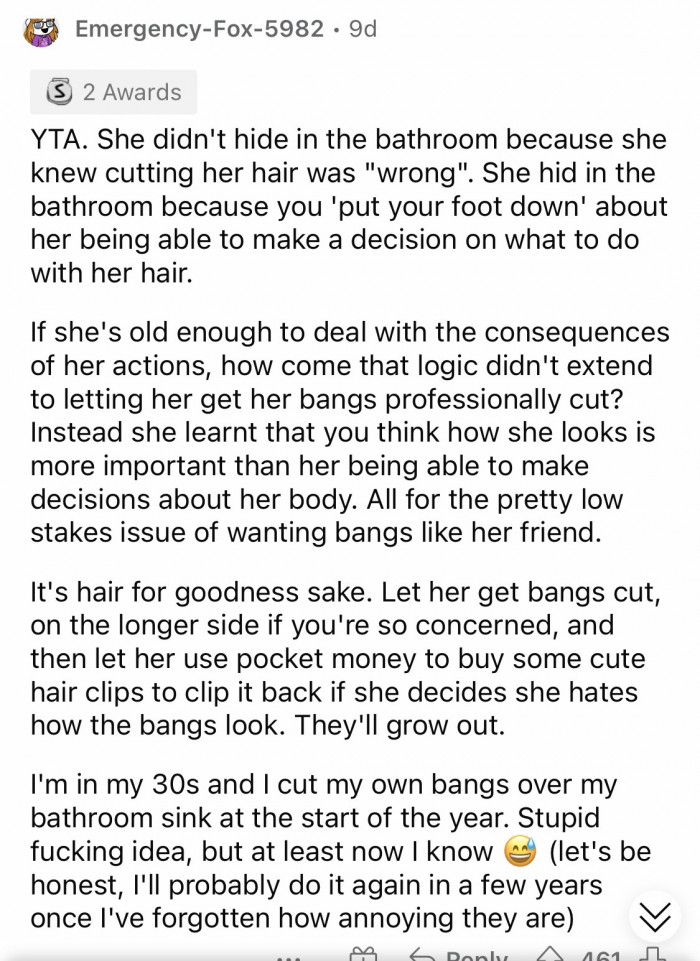 #11 She hid in the bathroom because of your reaction.