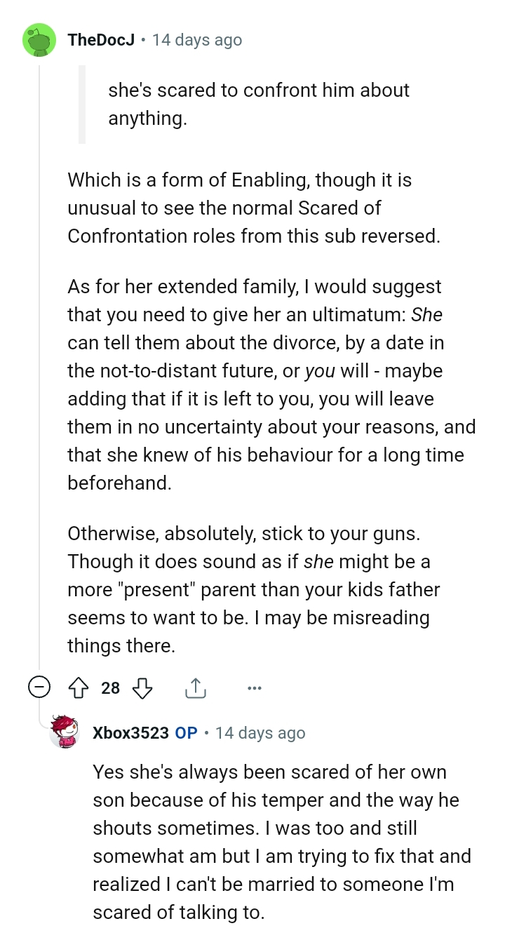 The OP should give an ultimatum