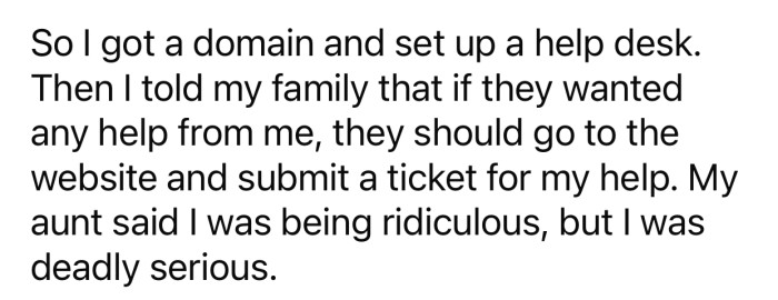 The user came up with a solution that her family didn't appreciate.