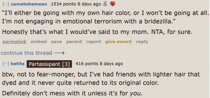 Changing the color of one's hair should be one's own decision. At least, they'll be prepared for the consequences.