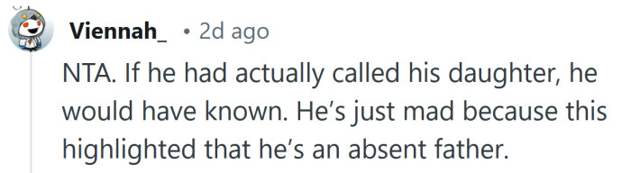 Maybe he should have called his daughter once in a while.