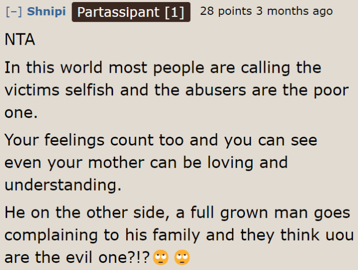 The relatives will make you lose faith in humanity.