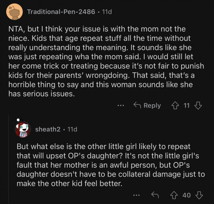 The kid was simply repeating what her mom said.