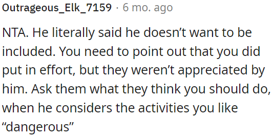 He clearly expressed his desire not to be included.