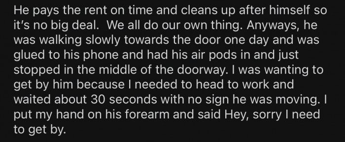 OP has never had any problems with her autistic roommate until that day.