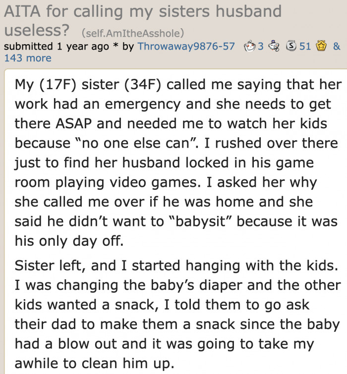 The original poster (OP) mentioned that her sister had emergency work that day.