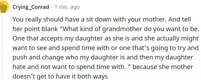 'What kind of grandmother do you want to be?'
