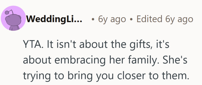 Gifts were just a vehicle for something deeper, a quiet attempt to bring two families closer.