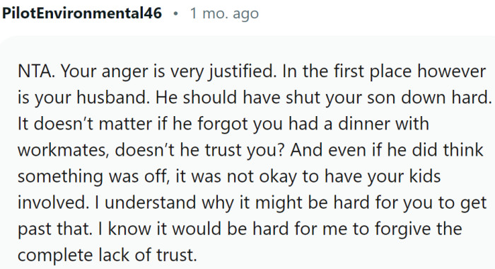 The husband should have shut their son down hard.