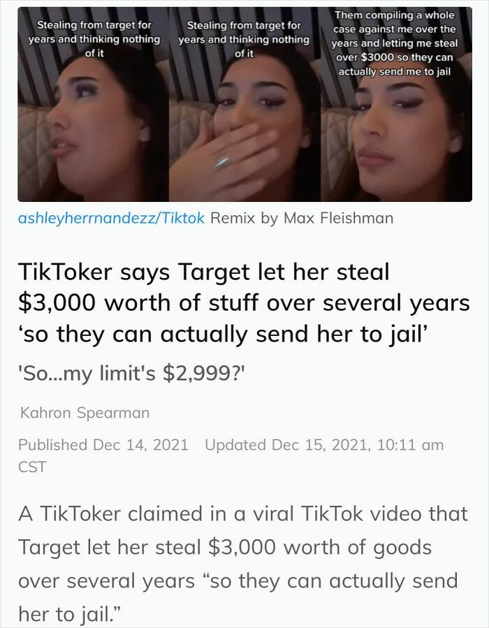 "Getting Mad At A Target For Not Arresting Her Sooner"