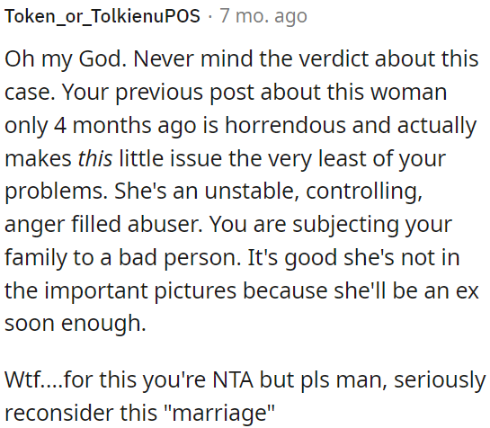 OP should reconsider his future marriage.