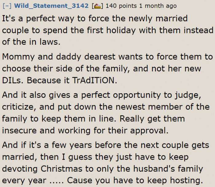 Another Redditor shared another reason why this tradition exists.