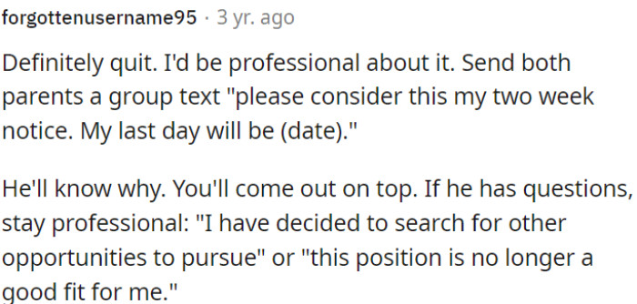 OP needs to leave both families.