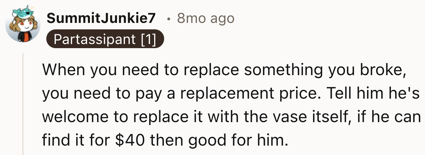 They Need To Pay The Replacement Costs In Total