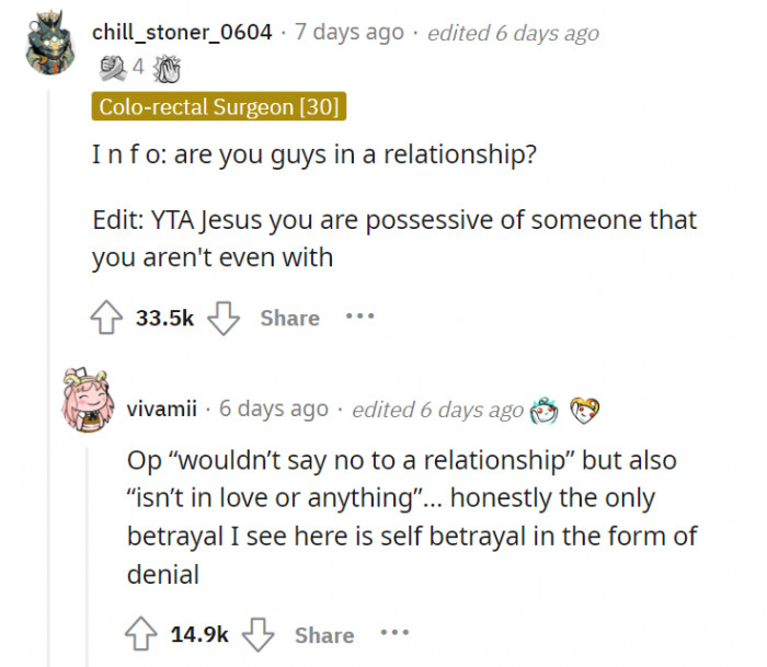 Why meddle with other people’s personal life? Possessive much?