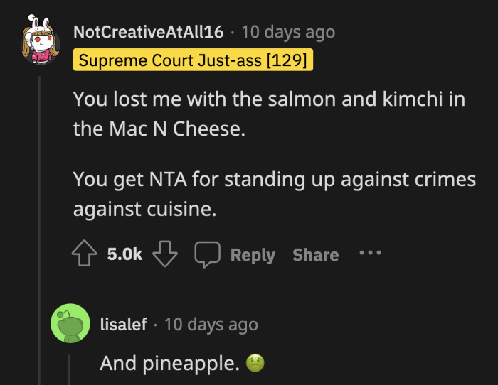 They were so deeply offended by what she was calling her famous mac and cheese