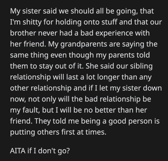 Their grandparents are urging OP to take the high road because not attending the funeral means she's no better than her bully. Would it make OP a bad person if she doesn't attend her bully's funeral?