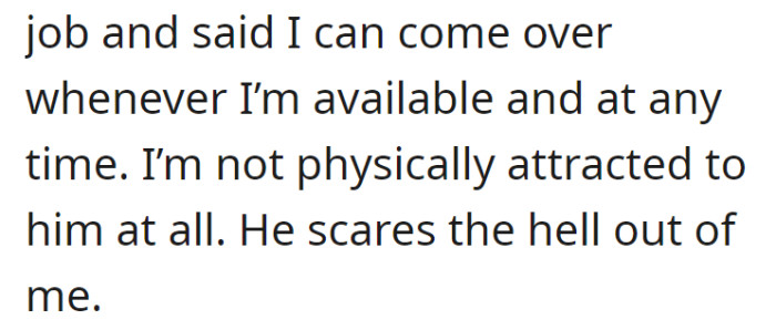 He offered job advice and an open invitation to visit anytime, but she felt no physical attraction and found him intimidating.