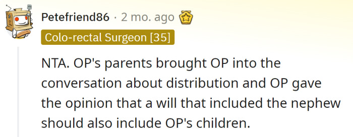 The OP is not in the wrong