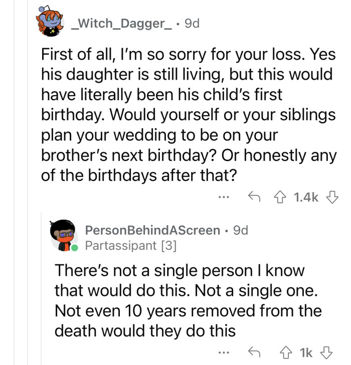 Even if the daughter wasn't deceased, it was her birthday.