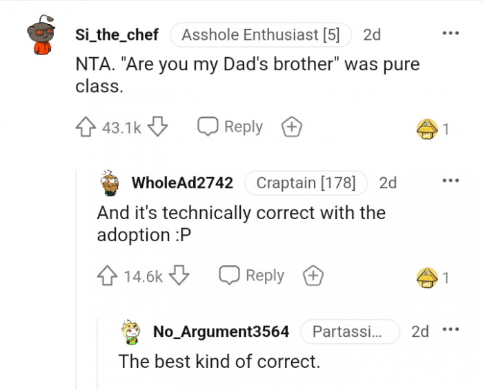 It's technically correct with the adoption
