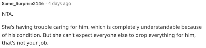 A lot of people said that OP was NTA for deciding not to care for him anymore because that's his decision on whether or not to watch him.
